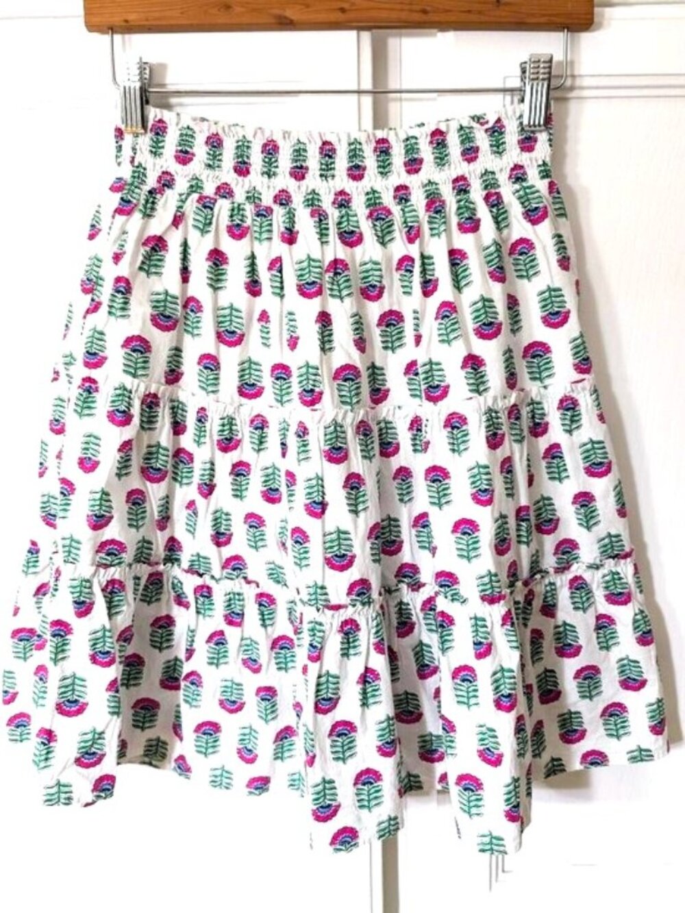 NWOT J. Crew Girl's 100% Cotton Smocked Tiered Skirt Size 14